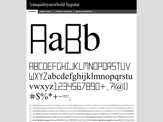 webfont/tranquilitynewbold-regular-webfont_0-demo screenshot