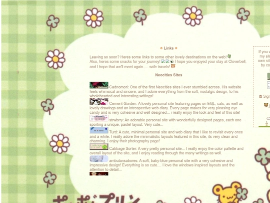 links screenshot