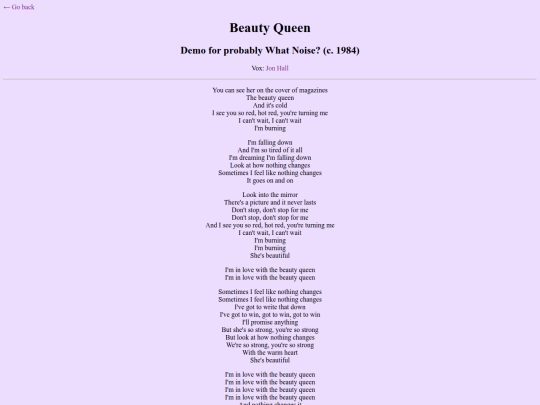 lyrics/beautyqueen screenshot