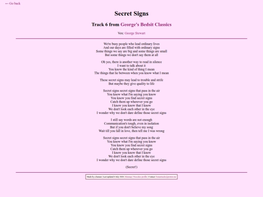 lyrics/secretsigns screenshot