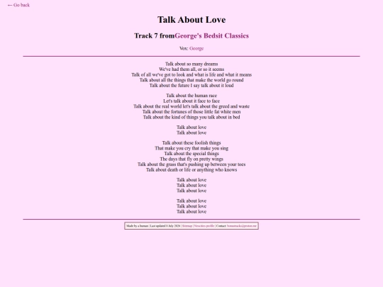 lyrics/talkaboutlove screenshot