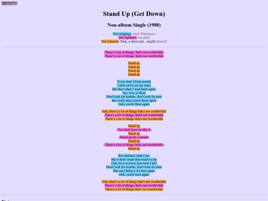 lyrics/unfinished/standupgetdown screenshot