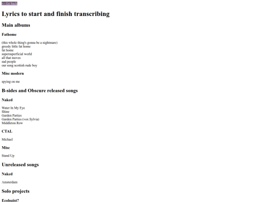 lyrics/unfinished/todolist screenshot