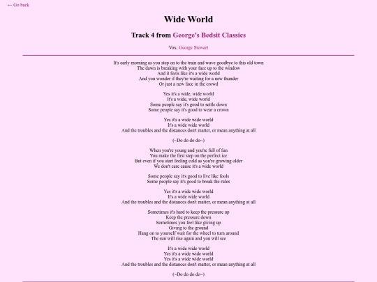 lyrics/wideworld screenshot