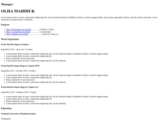 Resume screenshot