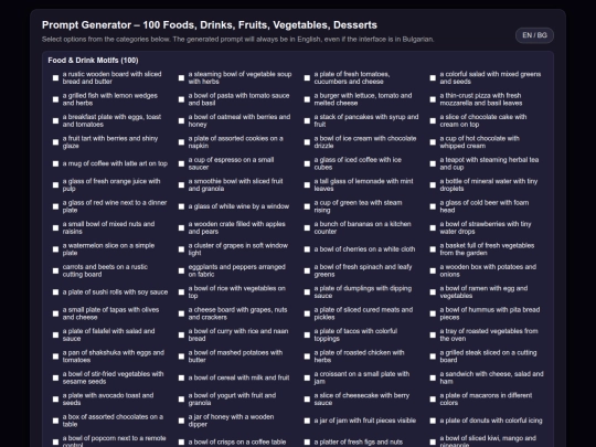 foods_drinks_100_generator screenshot