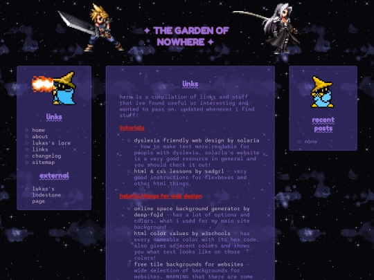 links screenshot
