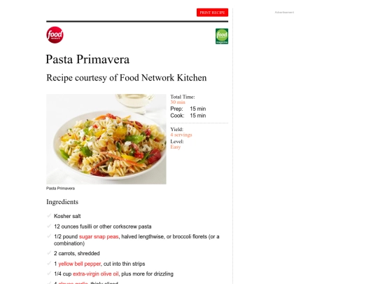 Pasta Primavera Recipe   Food Network Kitchen   Food Network screenshot