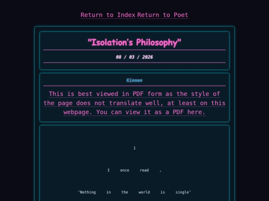 poets/rainbow/isolation's-philosophy screenshot