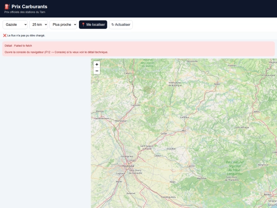 pages/carburants screenshot