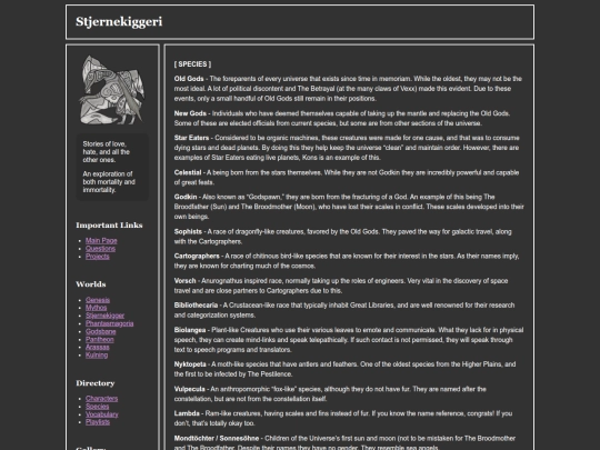 species screenshot