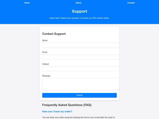 support screenshot