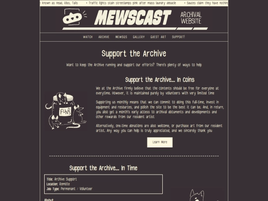 support screenshot