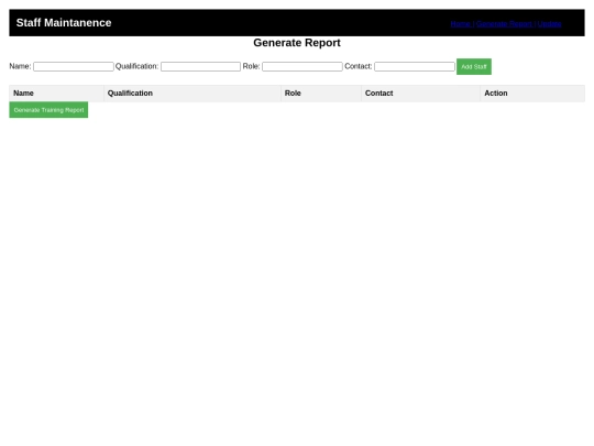Staff Maintanence/index2 screenshot