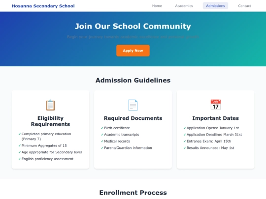 admissions screenshot