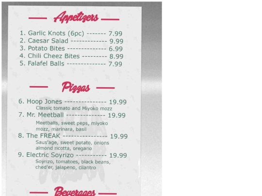 menu screenshot