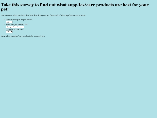suppliessurvey screenshot