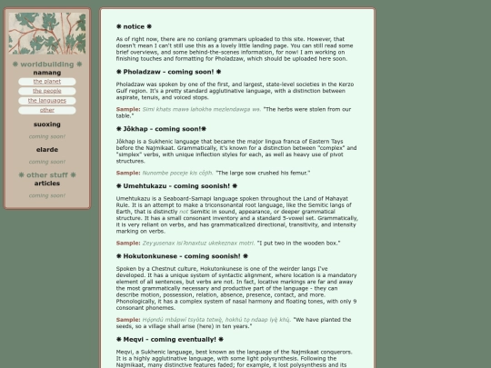 conlangs screenshot