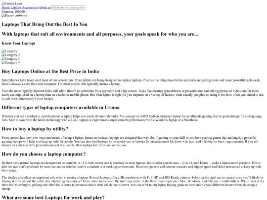 Laptops - Croma screenshot