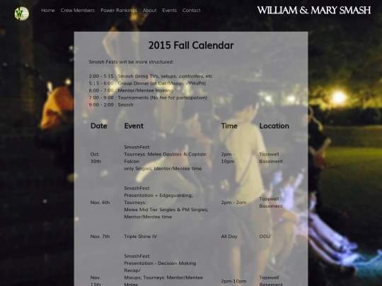 events screenshot