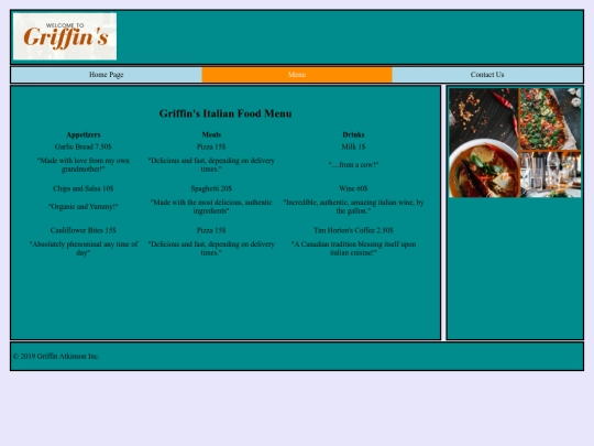 Menu screenshot