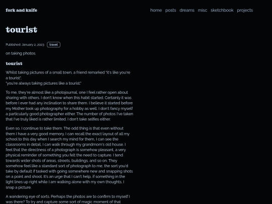 blog/journal/tourist screenshot