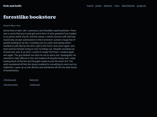 dream_journal/forest_bookstore screenshot