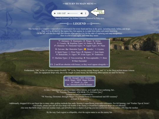 FFXGuide/bestiary screenshot