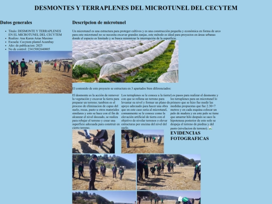 DESMONTE Y TERRAPLENES DEL MICROTUNEL DEL CECYTEM screenshot