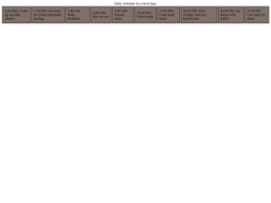 schedule screenshot