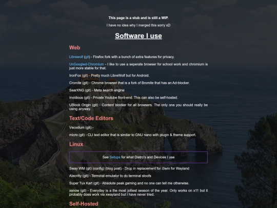 About/Software screenshot