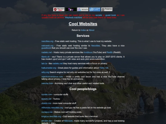 sites screenshot