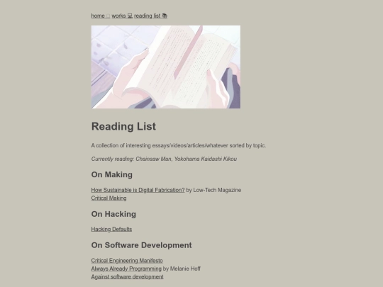 reading-list screenshot