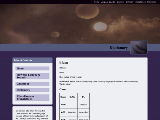 dictionary entries/klasu screenshot