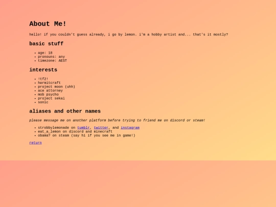 about me screenshot