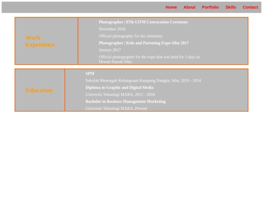 resume/portfolio screenshot