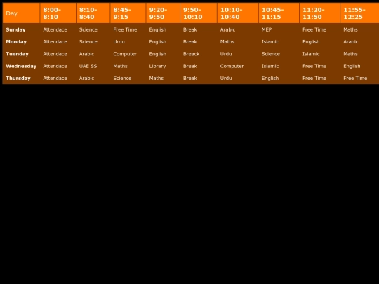 Schedule screenshot