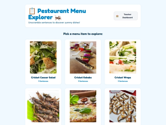 ELA/Grade 4/Unit 2/pestaurant-menu screenshot