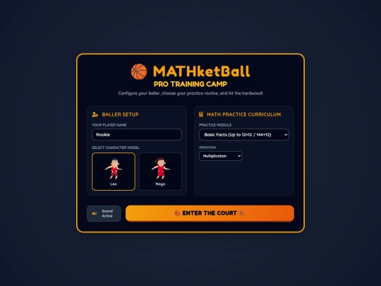 Math/Grade4/Other-Activities/MATHketBall screenshot