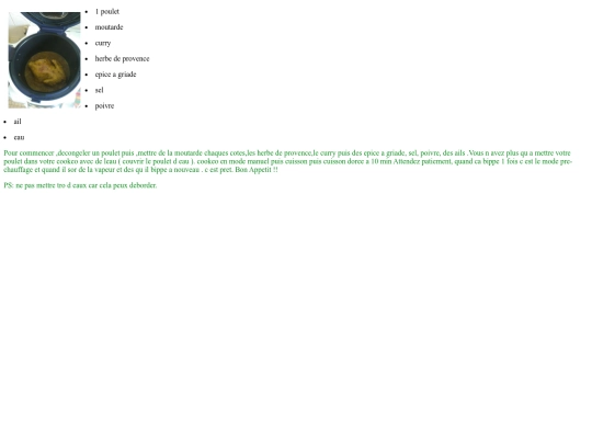 html/recette de poulet screenshot