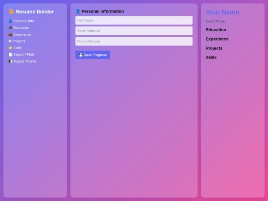 online resume builder screenshot