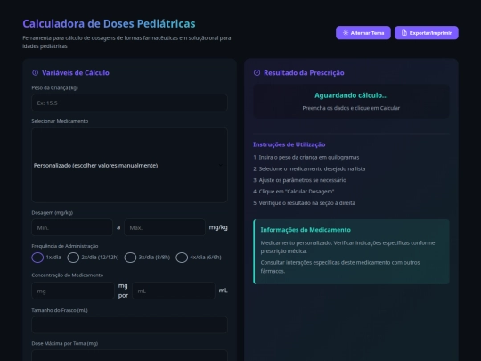 calculadoras/doses.pediatricas screenshot