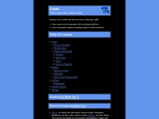links screenshot