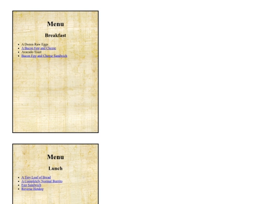 assignments/menu screenshot