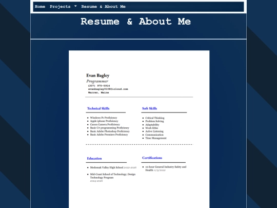 Resume screenshot