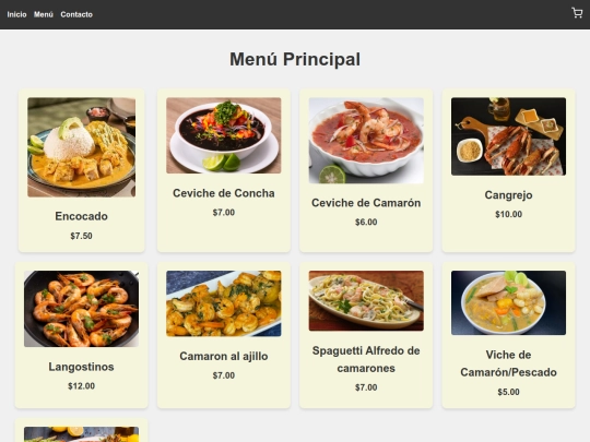 ProyectoPagWeb/menu screenshot