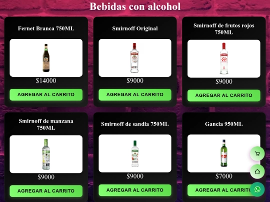pages/bebidas screenshot