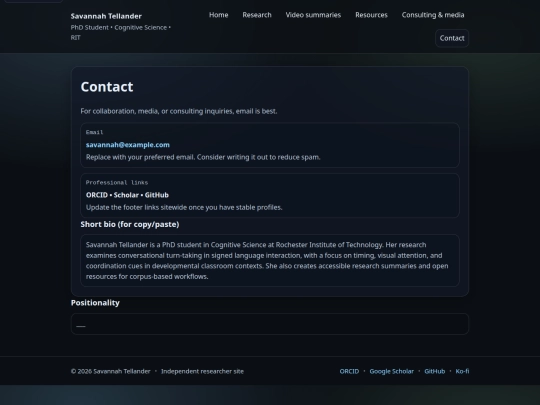 pages/contact screenshot