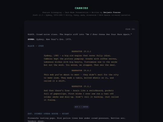 cabbies/screenplay1 screenshot