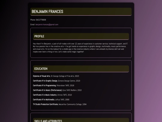 resume screenshot